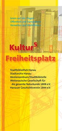 Titelblatt flyer Stadtbibliothek Hanau 